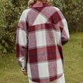 thumbnail image 5 of jsaierl Womens Casual Flannel Wool Blend Plaid Lapel Button Down Long Sleeve Shacket Jacket Coat Winter Loose Oversize Shirts Top, 5 of 7