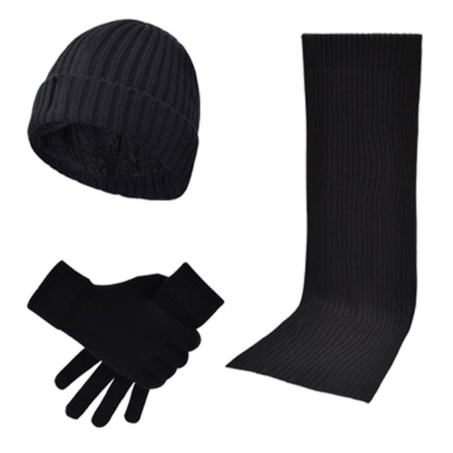 1 Ensemble Bonnet Tricoté Résistant à l'Usure Super Doux Gants en Fibre Acrylique Chauffe-Nuque pour Homme