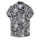 thumbnail image 1 of Camisas De Vestir Para Hombre Azul Camisa de solapa de manga corta con estampado suelto de moda de verano para hombre (Green, 3XL), 1 of 7