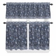 thumbnail image 2 of Kitchen Window Curtains Valance and Tier Set, Vintage Ethnic Floral Botanical Rod Pocket Tier Curtain Valance Set, Abstract Blue Wildflower Light Filtering Cafe Curtains for Bedroom Living Room, 2 of 9