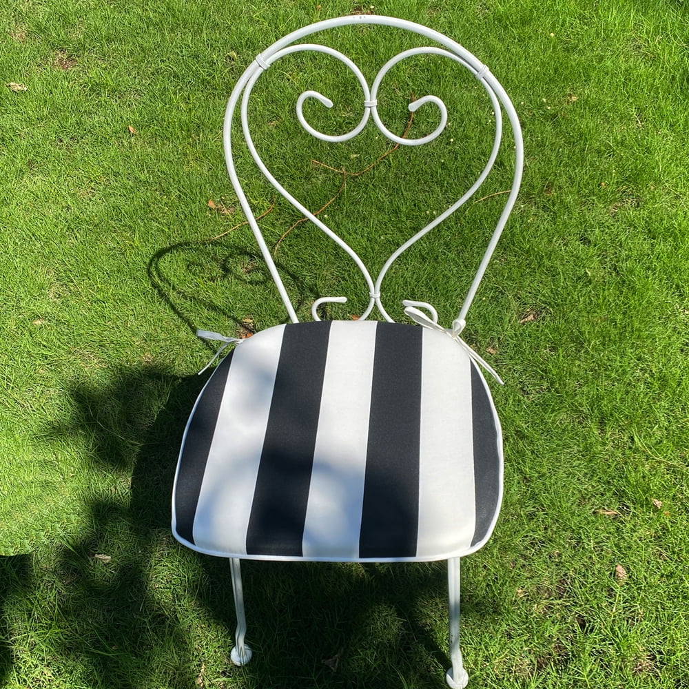 Outdoor Patio Chair Cushions Set of 4, Water-Repellent U-Shape Thick Foam Seat Cushions with Ties, 17"x16"x2" All-Weather Cushions for Garden Patio & Dining Chairs, Black White Striped