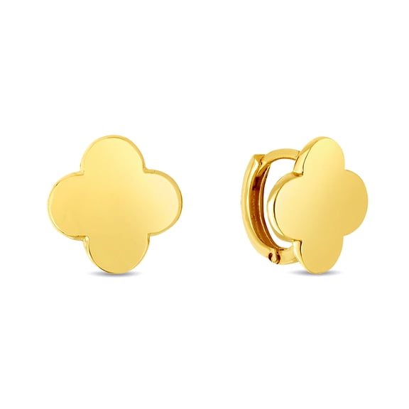 14k Yellow Gold Polished Clover Stud Earrings Stud Earring for Women - 1.8 Grams