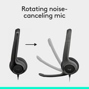 Logitech H390 Wired Headset, Stereo Headphones with Noise-Cancelling Microphone, USB, In-Line Controls, PC/Mac/Laptop - Black