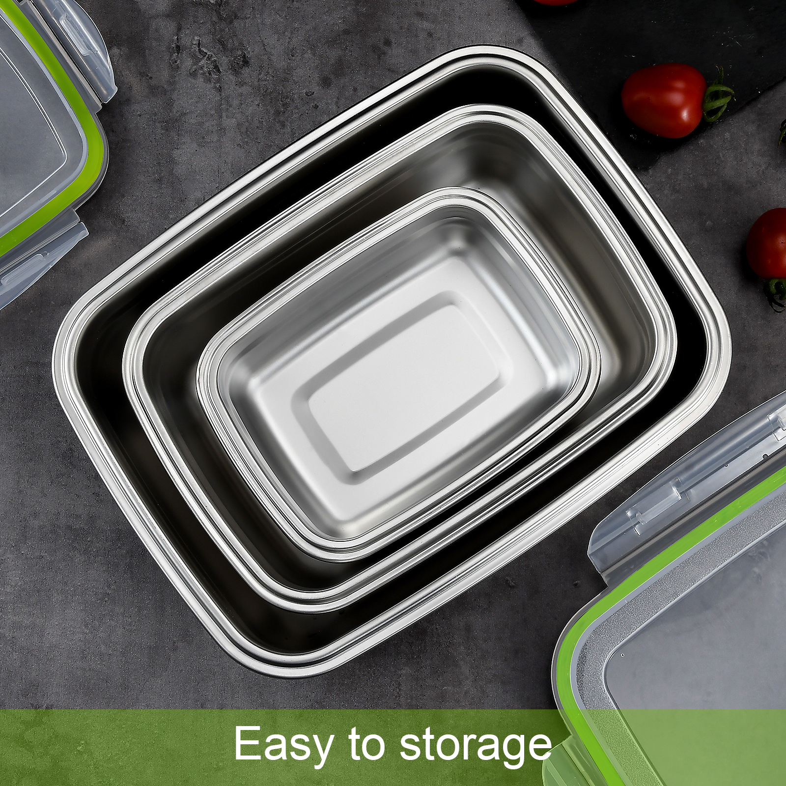 UPTRUST Stainless Stainless Steel Food Storage Containers | Leak Proof & Airtight Lids | Set of 5 Containers BPA Free that are Dishwasher & Freezer Safe, Green