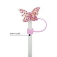 thumbnail image 2 of Unique Bargains 4 Pcs Sparkling Butterfly Straw Cover Cap for Office Light Purple Silicone, 2 of 5