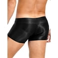thumbnail image 2 of YiZYiF Mens Low Rise Glossy Boxer Briefs Underwear Solid Color Boxers Low Rise Swimming Trunks Black XXL, 2 of 7