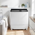 thumbnail image 4 of Costway 18 lbs Mini Laundry Machine with 11 LBS Washer&7 LBS Spinner Combo, Twin Tub Washer Black & White, 4 of 10