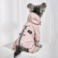 thumbnail image 4 of Chubasquero para perro, chaqueta impermeable ajustable para exteriores, impermeable, con patas, chaqueta para cachorro repelente al agua con rayas reflectantes largas para perros pequeños y medianos, 4 of 5