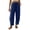 Blue women wide leg trousers with pockets a1, variant on Cagogo Women's Wide Leg Flowy Trousers with Pockets Casual Drawstring Loose Ankle Pants Beach Vacation Travel Work Lounge Outfits, White XL