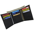 thumbnail image 2 of Mens Black Solid Cow Leather Tri-Fold Casual Dress Heavy Duty Wallet, 2 of 9