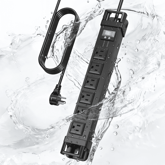 VILONG Outdoor Power Strip Surge Protector IPX6 Waterproof 6ft Extension Cord Flat Plug Etl Listed for Yard Garden and Camping