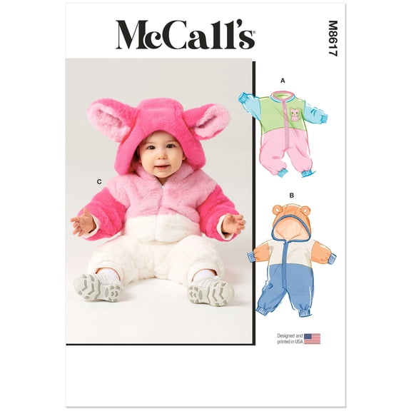 McCall's Sewing Pattern 8617 - Babies' Jumpsuits, Size: A (XS-L)