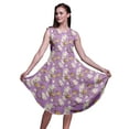thumbnail image 1 of Bimba Purple Floral & Leaves Bird Bird Women Casual Sleeveless Floral Print Summer Swing Midi Dress-Medium, 1 of 6