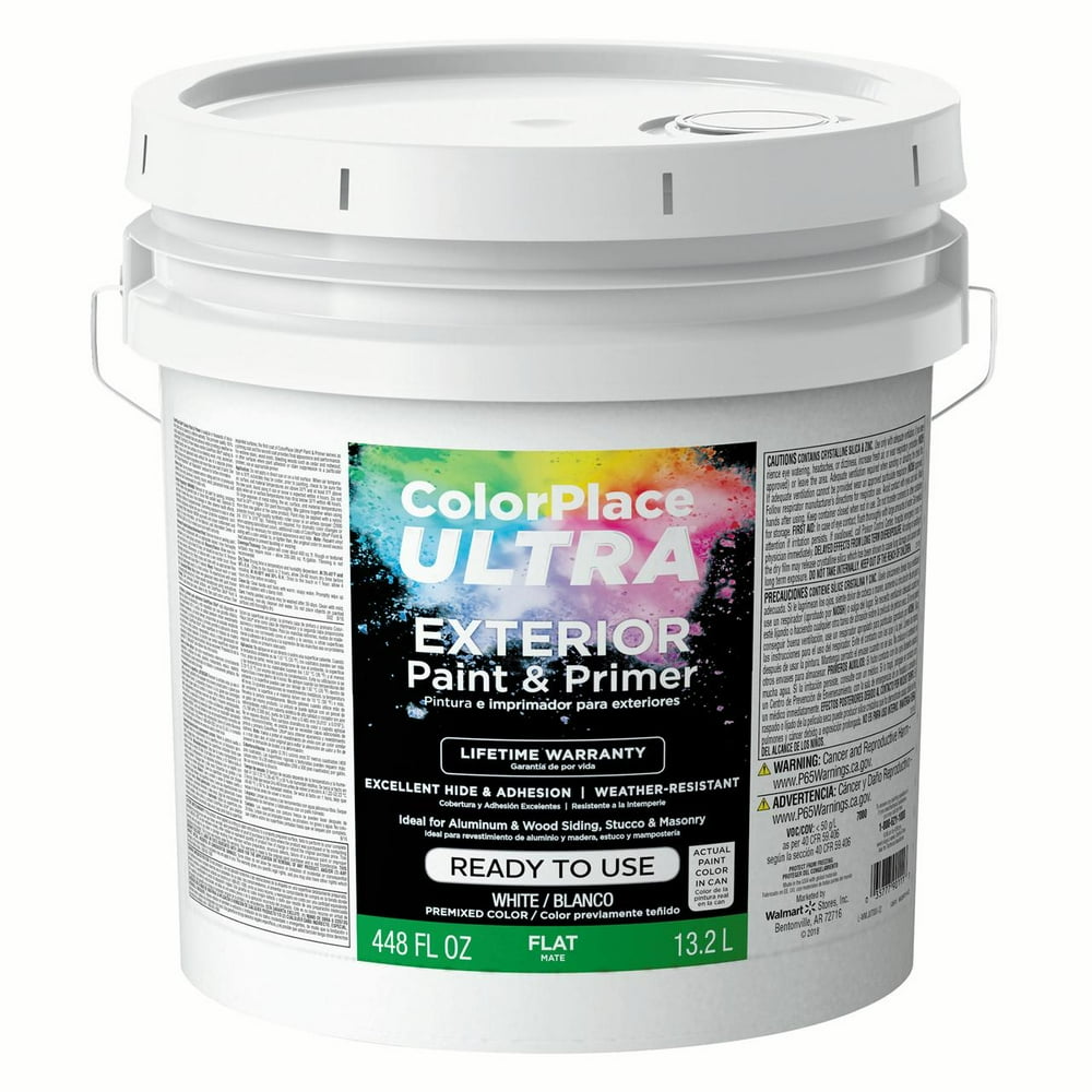 Color Place Ultra Flat Exterior Paint &amp; Primer White Base