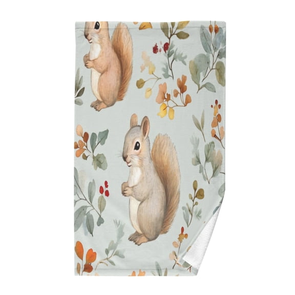 Pure Cotton Face Towel 16x28 Inches Hand Towel Bath Towel Hand Bath Towels Soft Good Water Absorption for Washing Face Wiping Face Squirrels and Leaves