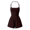 thumbnail image 2 of WDDDD Womens Sleeveless Romper Spaghetti Strap Wide Leg High Waisted Yoga Romper Coffee L, 2 of 3