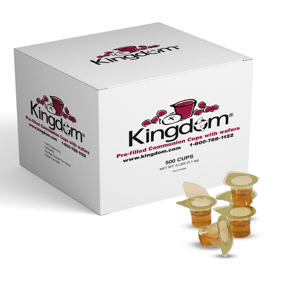 Kingdom Prefilled Communion Cup with Wafers Sealed in a Single-Serving Container with One-Year Shelf Life - 500 Count - White