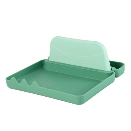 

Spoon Rest Organizer with Pot Lid Holder Multi-slot Design Easy to Clean Rack for Keeping Kitchen Tidy and Dry Light Green