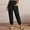 Black, variant on Babysbule Pants for Women Ladies Fashion Elastic Waist Casual Pure Color Straight Leg Cotton Linen Cropped Pocket Trousers