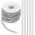 thumbnail image 1 of Cadenas de curb de aluminio de 16.4 pies con eslabones retorcidos, cadena de 7.5x5.5mm para hacer joyería, cadena de manualidades para collar y pulsera, plateado, 1 of 6