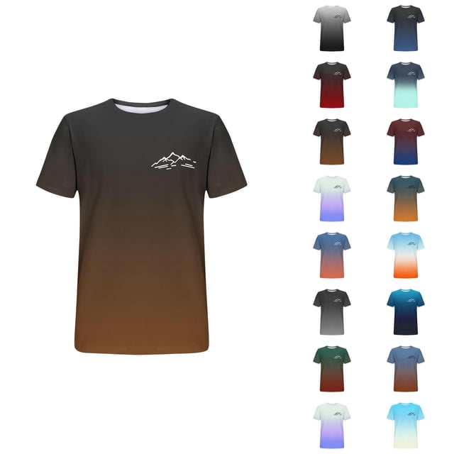 T-shirts Dégradé Montagne pour Femmes 2026 Été Décontracté Manches Courtes Col Rond T-Shirts Graphiques Randonnée Camping Hauts