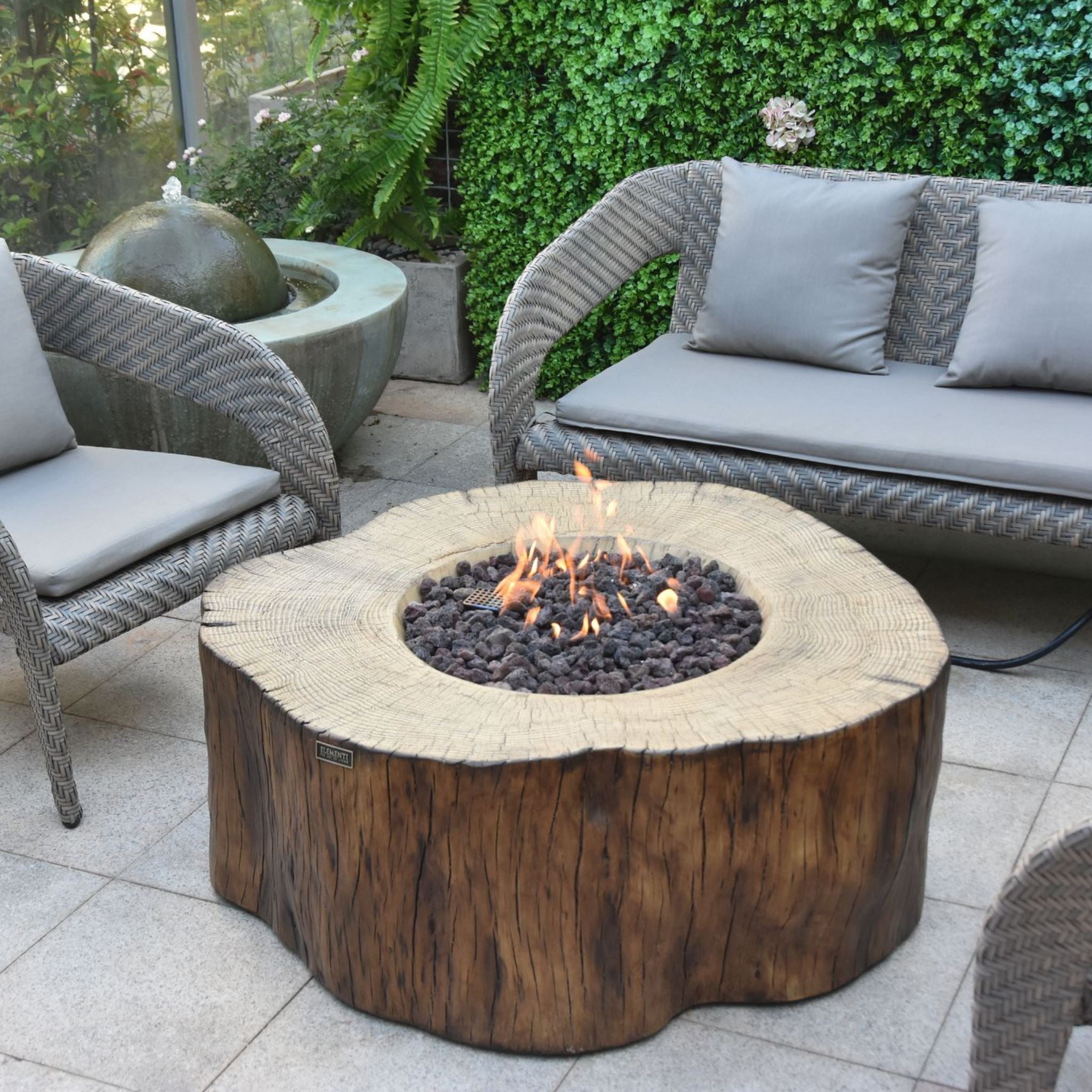 Elementi | Manchester Fire Pit Table Concrete Red Wood Design Liquid Propane Gas| OFG145RW-LP