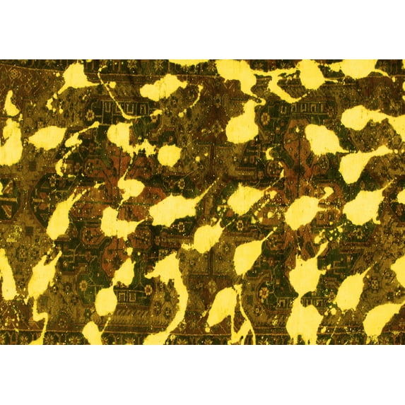 Ahgly Company Indoor Rectangle Abstract Yellow Modern Area Rugs, 2' x 5'