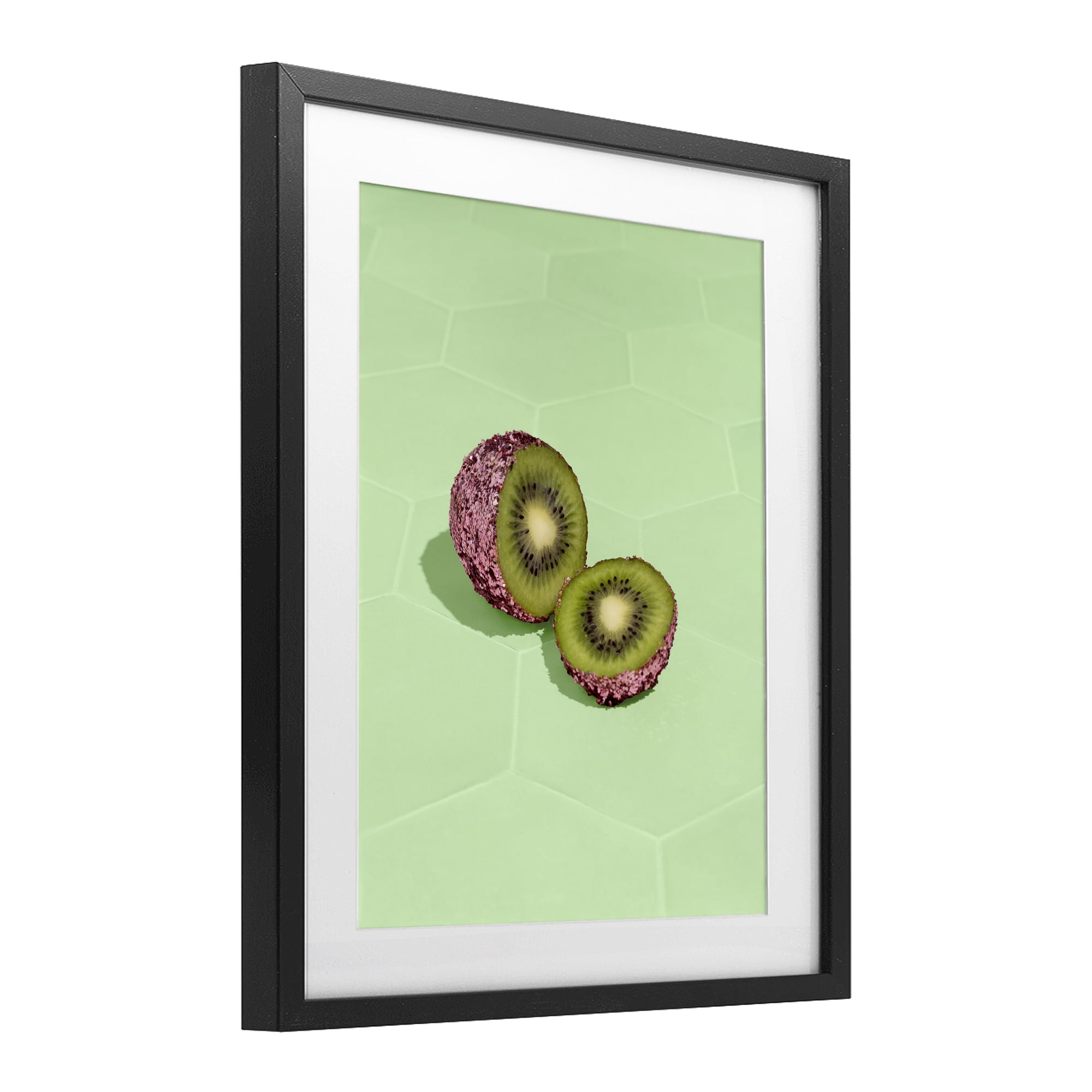 Stupell Industries Green Glimmer Kiwi Black Framed Print Under Glass, design by LISH Creative