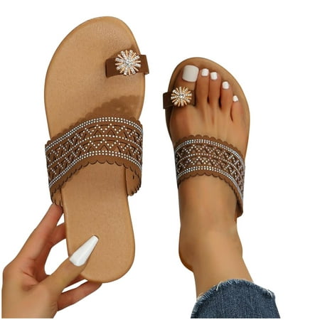 

Women s Thong Slide Sandals - Summer Dressy Bohemian Slip On Flat Sandals Cute Low Wedge Flip Flop Summer Open Toe Sandal Shoes