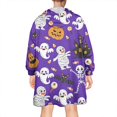 thumbnail image 2 of Wearable Oversized Blanket,Halloween Cute Ghosts and Skeletons Wearable Blanket Hoodie for Adults,Cozy Hooded Blankets with Super Pockets,Super Warm Fuzzy Pullover for Women & Men, 2 of 6