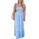 thumbnail image 4 of SAYOO - Vestido midi de verano para mujer, informal, con tirantes finos, sin mangas, de talle alto, fluido, línea A, largo SAYOO Estilo de ocio, 4 of 6