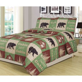 Rustic Lodge Fleece Coverlet Bedding Cabin Style Decor With Bears
