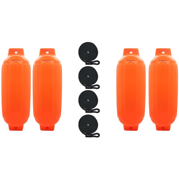Extreme Max 3006.8555.4 BoatTector Inflatable Fender Value 4-Pack - 10" x 30", Neon Orange