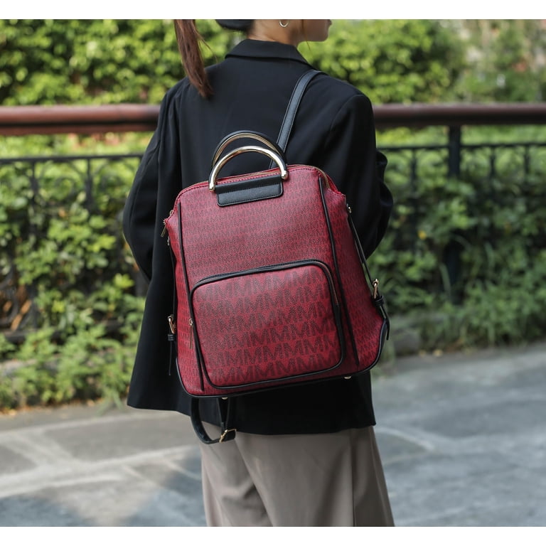 Mia K. Collection Maroon Backpack with Black Accents MKF Collection by Mia K.Navy & Red Stud-Accent Kimberly  main image 4