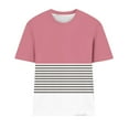 thumbnail image 3 of Horkkom Short Sleeve Shirts for Women Summer Striped Color Block Crew Neck T Shirts Loose Basic Tee Blouses Pink XL, 3 of 3