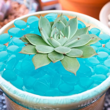 YUNLIGHTS 100Pcs Sky Blue Glow in The Dark Resin Pebbles for Aquarium Landscape and Garden Decor