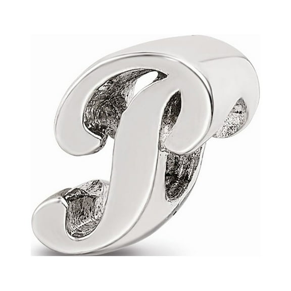 Fancy Bead White Sterling Silver P Alphabet & Numbers 10.91 mm 6.36
