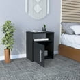 thumbnail image 4 of Nightstand, Single Door Cabinet, Metal Handle, One Shelf, Top, Black, 4 of 5