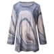 thumbnail image 4 of Túnica de manga larga con cuello redondo para mujer, camisetas holgadas informales con estampado azteca, bonita blusa de retazos, camisetas Pompotops FGAJ637, 4 of 7