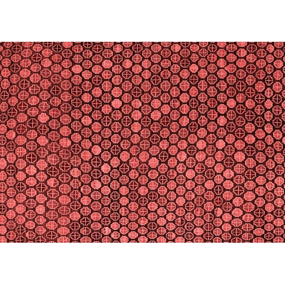Ahgly Company Indoor Rectangle Abstract Red Modern Area Rugs, 3' x 5'