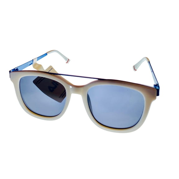 Fila Mens Soft Square White Blue Top Bar Sunglass , Solid Smoke Lens SF9335 06VC