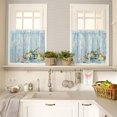 thumbnail image 2 of Kitchen Curtains and Valances Set, Flower Butterfly Dragonfly Vintage Blue Floral Spring Summer Short Rod Pocket 3 Pieces Window Curtain Set for Bedroom, Bathroom, 24 Inch Long, 2 of 4