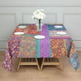 thumbnail image 3 of Colorful Pioneer Flower Patchwork Square Tablecloth,Waterproof Square Table Cover,Wipeable Spillproof Washable Table Cover for Home Kitchen Party Decor 42"X42"(107x107cm), 3 of 6