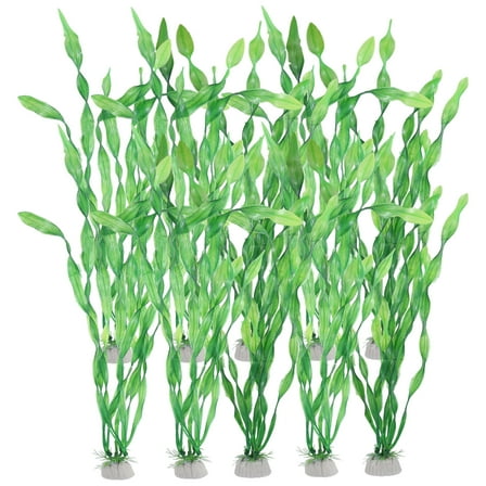 Unique Bargains 10pcs Aquarium Plastic Plants Fish Tank Artificial Aquatic Plants for Landspace Plant Decor Green 12.20"
