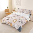 thumbnail image 2 of jejeloiu Cute Cartoon Cat With Fish Duvet Cover Set Kids,Kawaii Kitten Print Bedding Full For Girls,Reversible,3 Pieces(No Comforter), 2 of 6