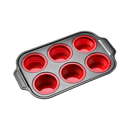 

Hjktuzi Cake Mouldsilicone Pan 6 Cups Mini Pans with Metal Frame Nonstick to Easily Out for Baking Homemade Breads Cupcakes Egg Silicone Tin Cupcake Pan (Red)