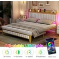 thumbnail image 6 of TROPOW Queen Bed Frame,Led Light and Charging Station, Platform Bed with Headboard and Storage, Noise Free, Easy Assembly, White＆Gold, 6 of 9
