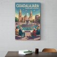 thumbnail image 6 of Retro Vintage Travel Poster Wall Print Guadalajara Cathedral Mexico Fountain Reflection Historic Scene Print Poster, 6 of 8