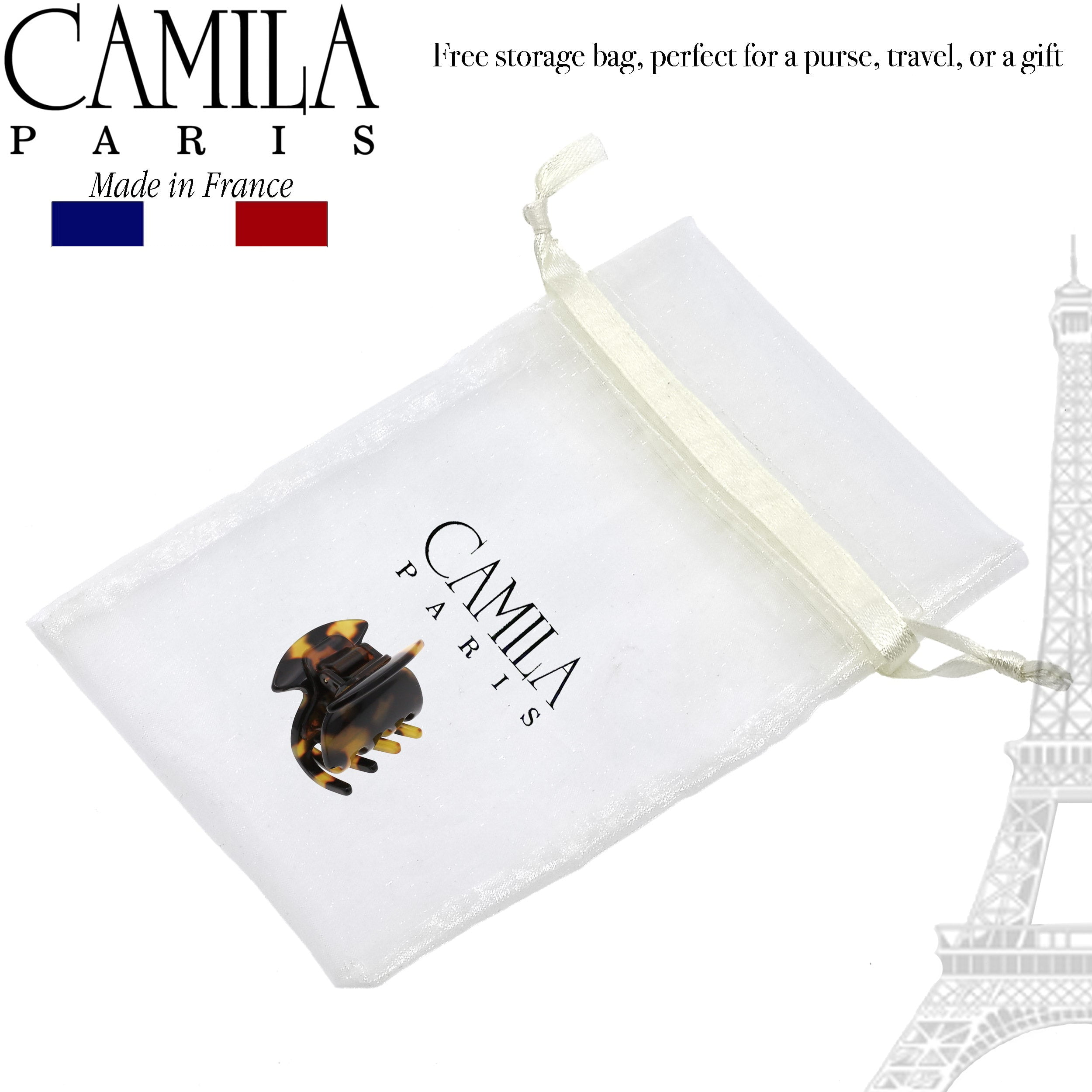 Camila Paris CP3158 French Hair Clip for Women, Handmade, White, Small Girls Hair Claw Clips Jaw, Durable Styling Hair Accessories for Women, Strong Hold No Slip Grip, Made in France
