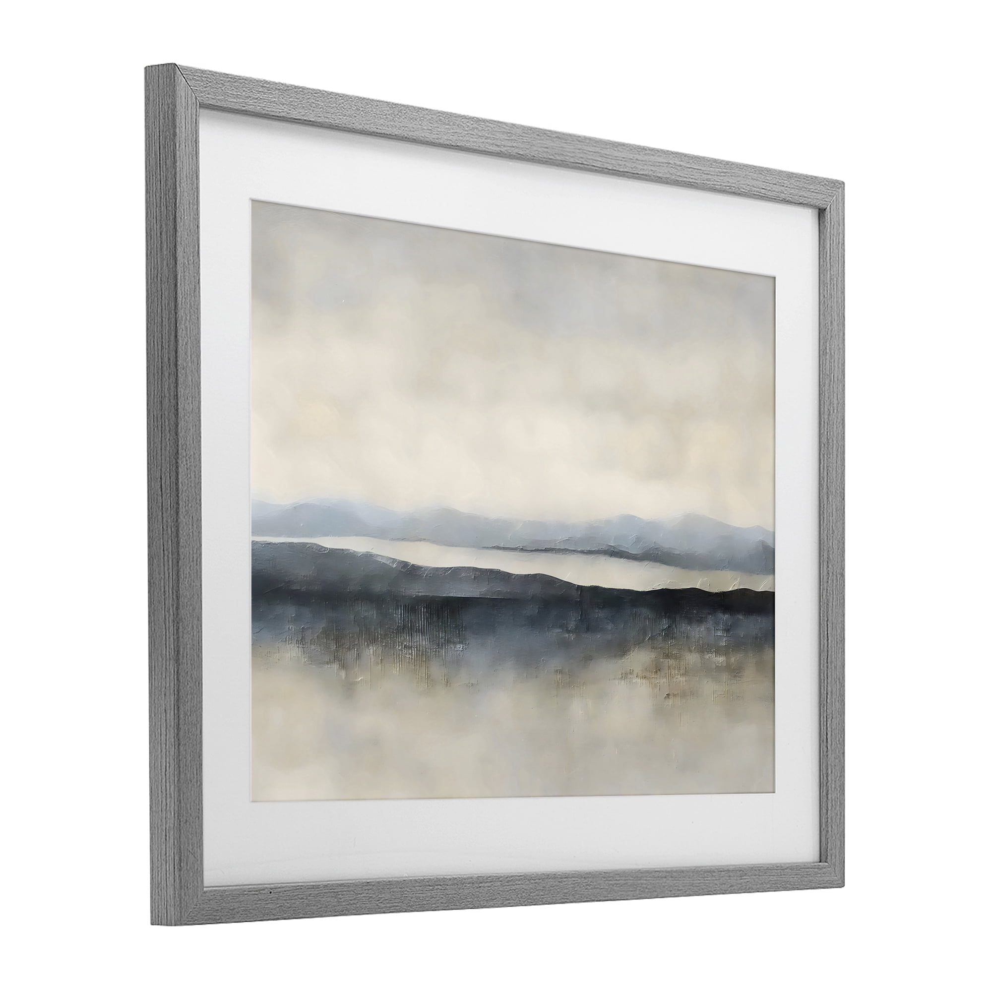 Stupell Industries Misty Muted Horizon Gray Framed Print Under Glass, design by Riley B